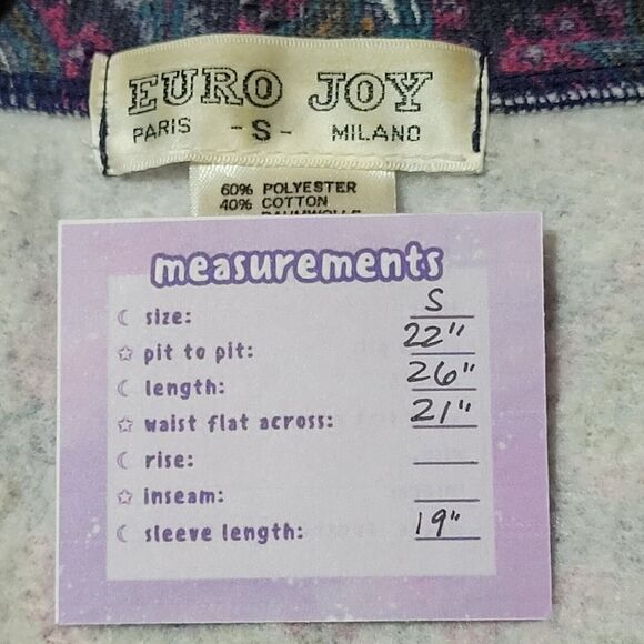 Vintage EURO JOY Paisley Print Henley Sweater Size S Oversized Psychedelic Boho - Picture 2 of 9